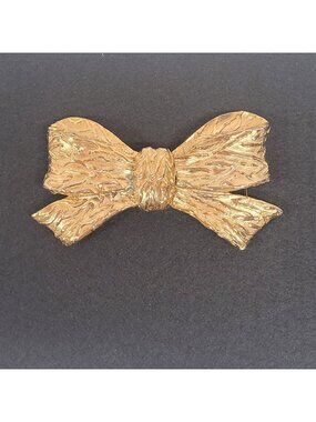 Mimi Di N 2 Piece Bow Belt Buckle 1987 Gold Tone 5 3/4" Flaws Vintage 2'' Belt